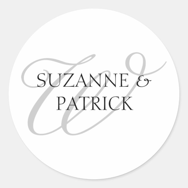 Monogramm-Aufkleber des Skript-W Runder Aufkleber (Vorderseite)