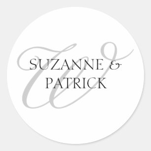 Monogramm-Aufkleber des Skript-W Runder Aufkleber