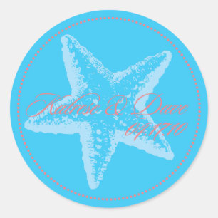Monogramm-Aufkleber für benutzerdefinierte Starfis Runder Aufkleber