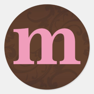 Monogramm-Aufkleber für braun und rosa Runder Aufkleber