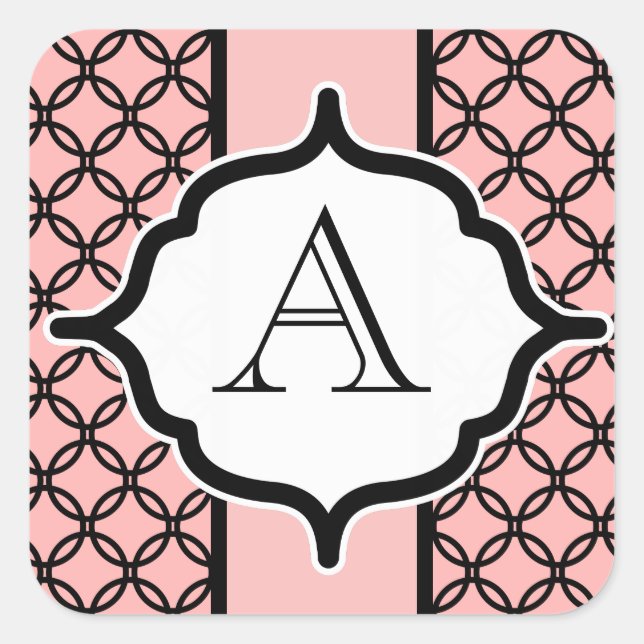 Monogramm-Aufkleber für die schwarze Spitze Quadratischer Aufkleber (Vorderseite)