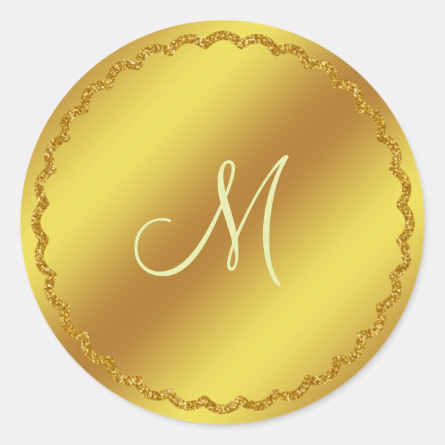 Monogramm-Aufkleber für Gold-Imitate Runder Aufkleber (Vorderseite)