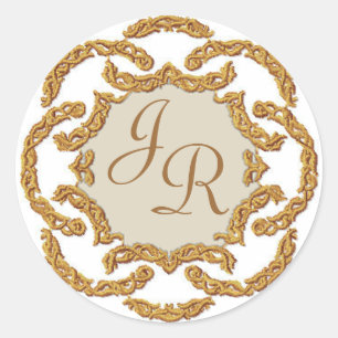 Monogramm-Aufkleber für Hochzeiten Runder Aufkleber