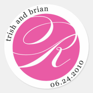Monogramm-Aufkleber für Trish und Brian Runder Aufkleber