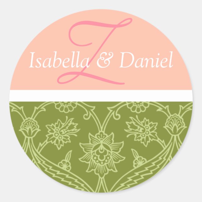 Monogramm-Aufkleber für Umschläge Runder Aufkleber (Vorderseite)