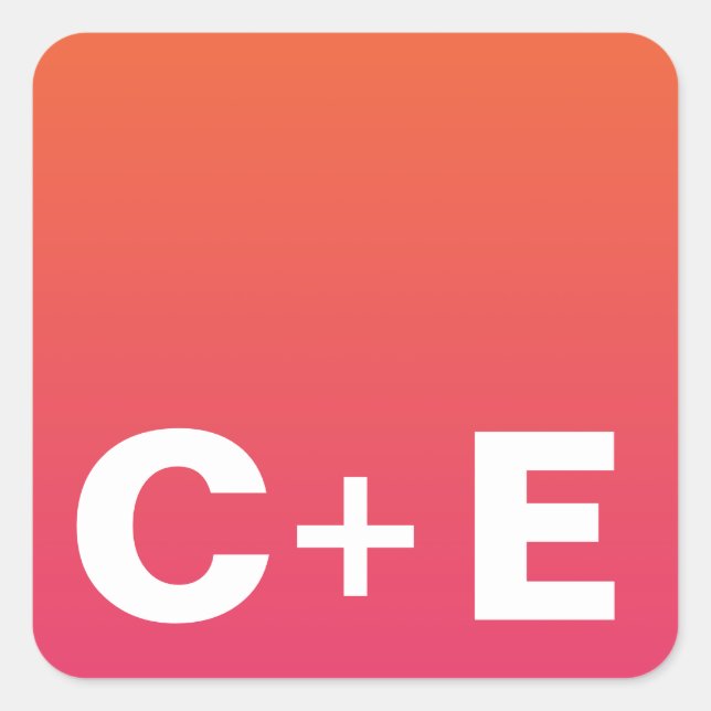 Monogramm-Aufkleber Quadratischer Aufkleber (Vorderseite)