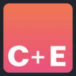 Monogramm-Aufkleber Quadratischer Aufkleber<br><div class="desc">Feines modernes Monogramm mit rosa und orangefarbenem Ober-Design.</div>