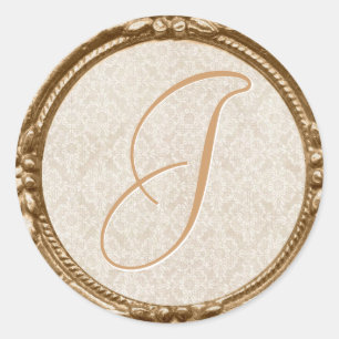 Monogramm-Aufkleber/Siegel für Elfenbeinspitze Runder Aufkleber