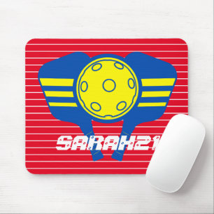 Monogramm Auge, rot-blaues Pickleball Mousepad