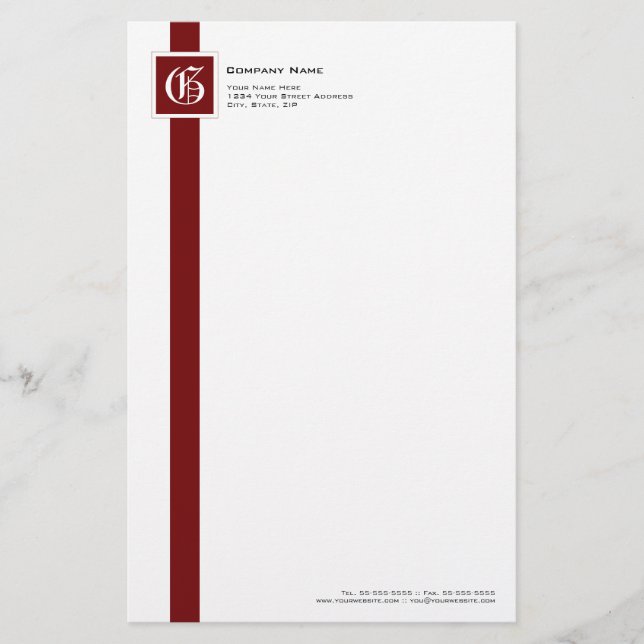 Monogramm aus beruflichem Rot, Schwarzweiß und Str Briefpapier (Vorderseite)