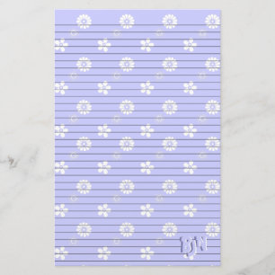 Monogramm aus blauem und weißem Blumengestationspa Briefpapier