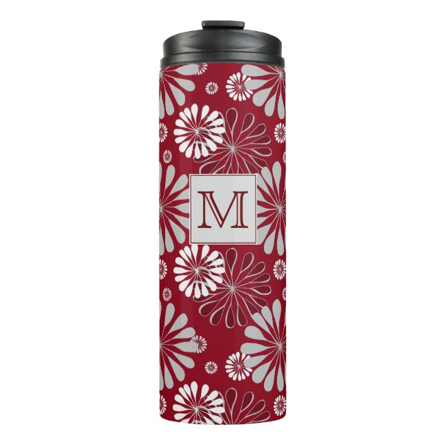 Monogramm aus Burgund und Grauflor Thermosbecher (Vorderseite)