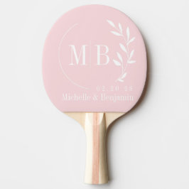 Monogramm aus der Mitte des Jahrhunderts mit rosa  Tischtennis Schläger