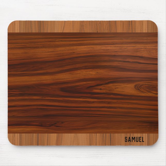 Monogramm aus dunkelbraunem Holz Mousepad (Vorne)