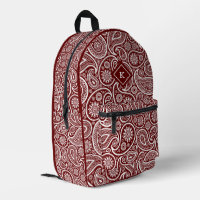 Monogramm aus dunkelrotem und weißem Paisley