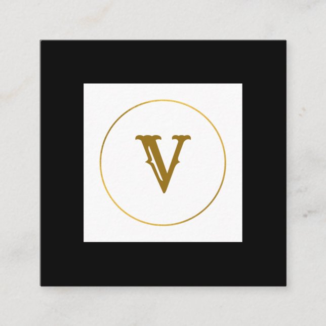 Monogramm aus einfachem Gold, personalisiert Quadratische Visitenkarte (Vorderseite)