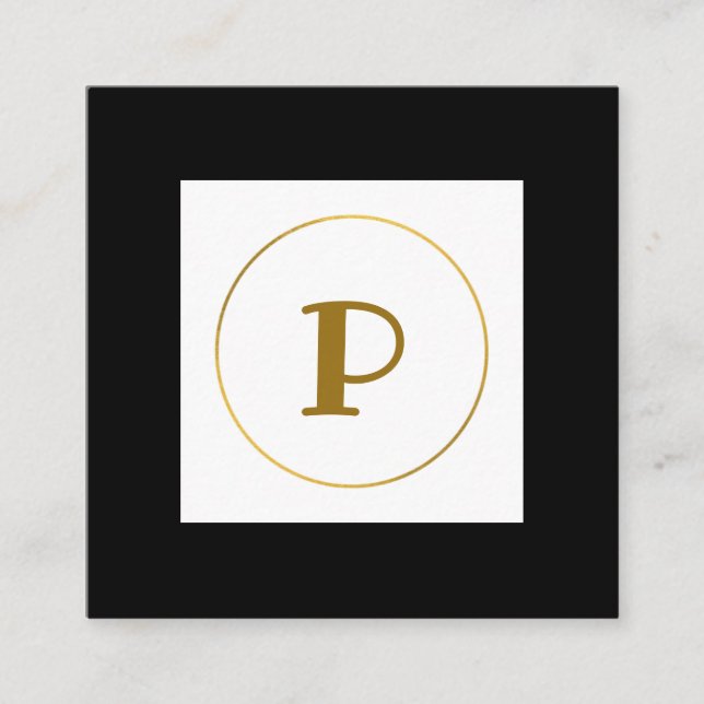 Monogramm aus einfachem Gold, personalisiert Quadratische Visitenkarte (Vorderseite)