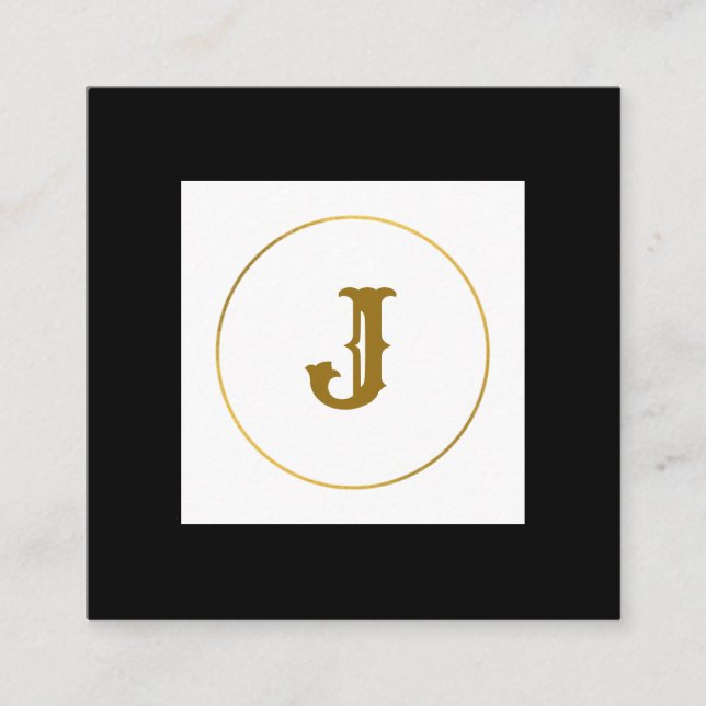 Monogramm aus einfachem Gold, personalisiert Quadratische Visitenkarte (Vorderseite)