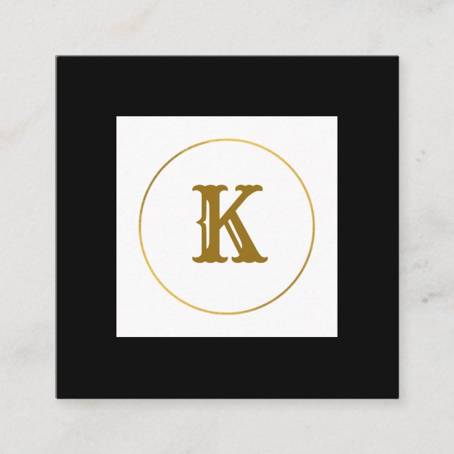 Monogramm aus einfachem Gold, personalisiert Quadratische Visitenkarte (Vorderseite)