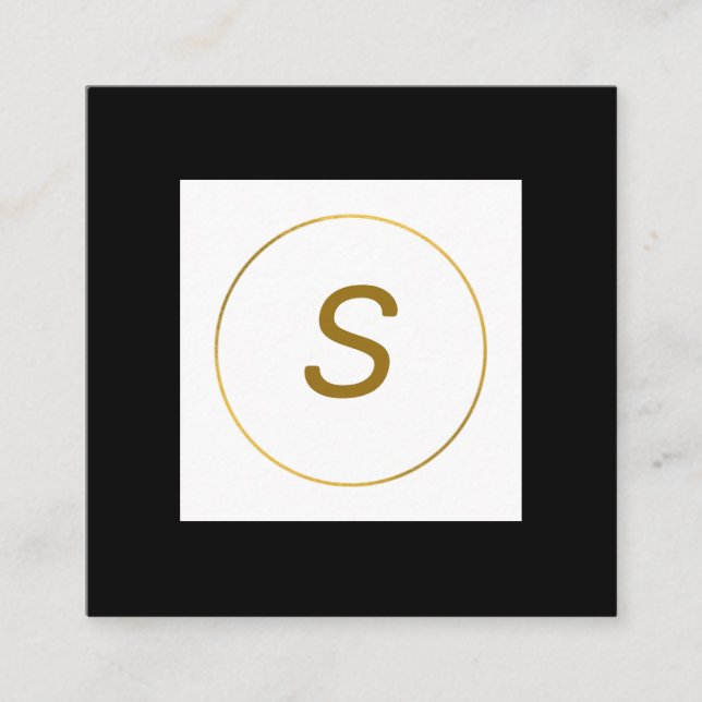 Monogramm aus einfachem Gold, personalisiert Quadratische Visitenkarte (Vorderseite)