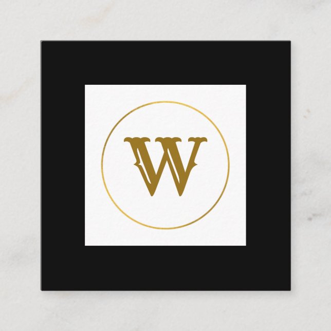 Monogramm aus einfachem Gold, personalisiert Quadratische Visitenkarte (Vorderseite)