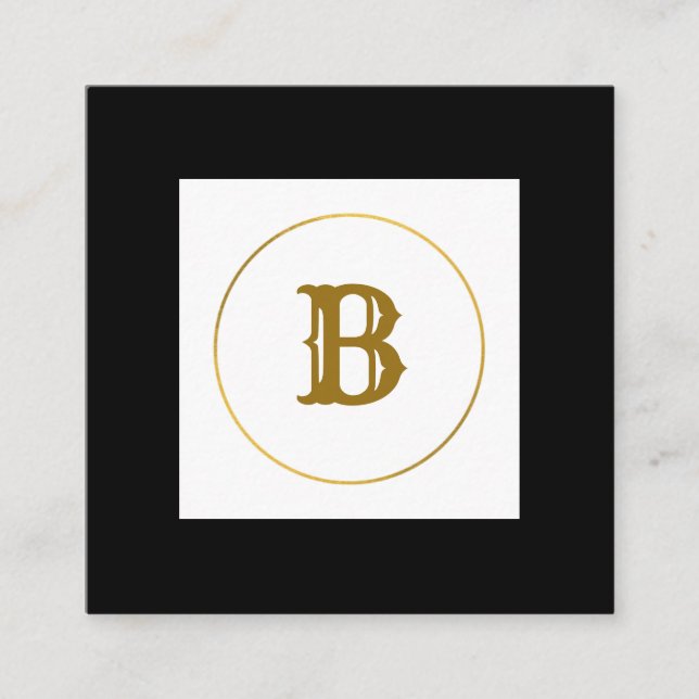 Monogramm aus einfachem Gold, personalisiert Quadratische Visitenkarte (Vorderseite)