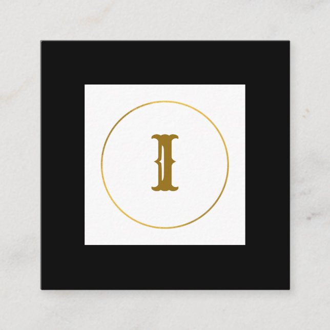Monogramm aus einfachem Gold, personalisiert Quadratische Visitenkarte (Vorderseite)