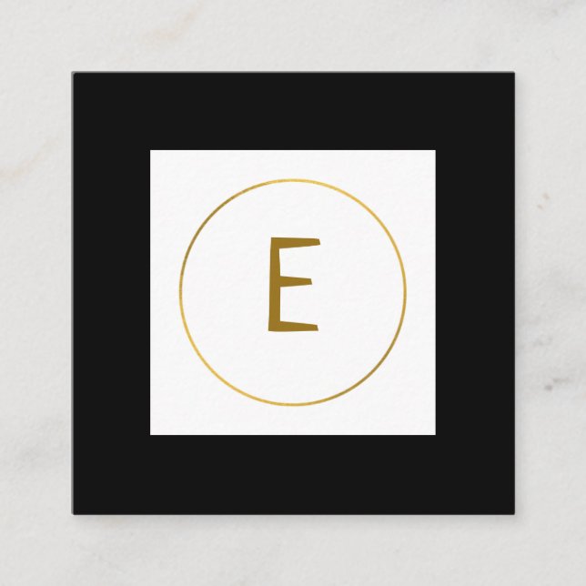 Monogramm aus einfachem Gold, personalisiert Quadratische Visitenkarte (Vorderseite)
