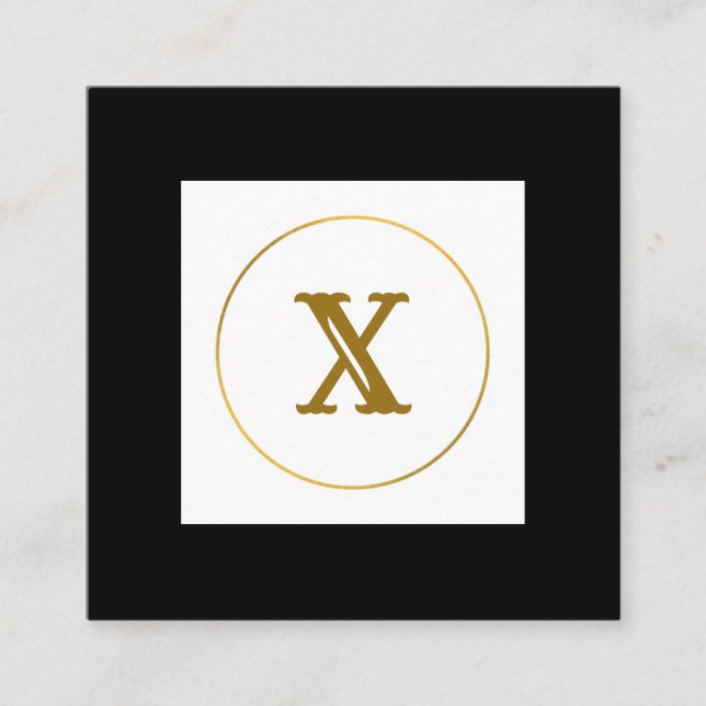 Monogramm aus einfachem Gold, personalisiert Quadratische Visitenkarte (Vorderseite)