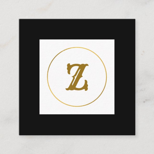 Monogramm aus einfachem Gold, personalisiert Quadratische Visitenkarte (Vorderseite)
