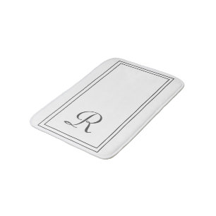 Monogramm aus elegantem Weiß und schwarzem Streif Badematte