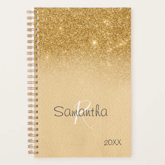 Monogramm aus Gold Glitzer Sparkle Planer (Vorderseite)