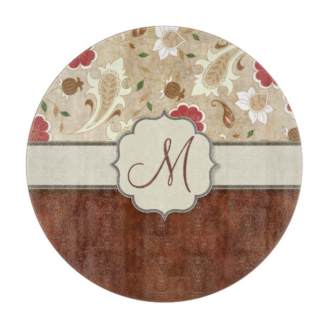 Monogramm aus Gold, Rot und Weiß Schneidebrett (Vorderseite)