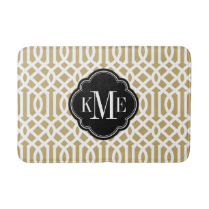 Monogramm aus Gold und Schwarz Badematte