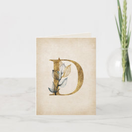 Monogramm aus Gold und Schwarz-Blüten mit Blätter