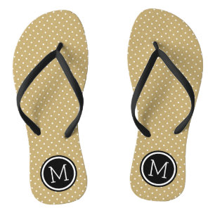 Monogramm aus Gold und Schwarz Flip Flops
