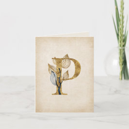 Monogramm aus Gold und Schwarz mit Blätter