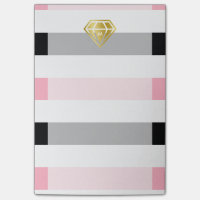 Monogramm aus goldenen Diamanten und rosa Streifen