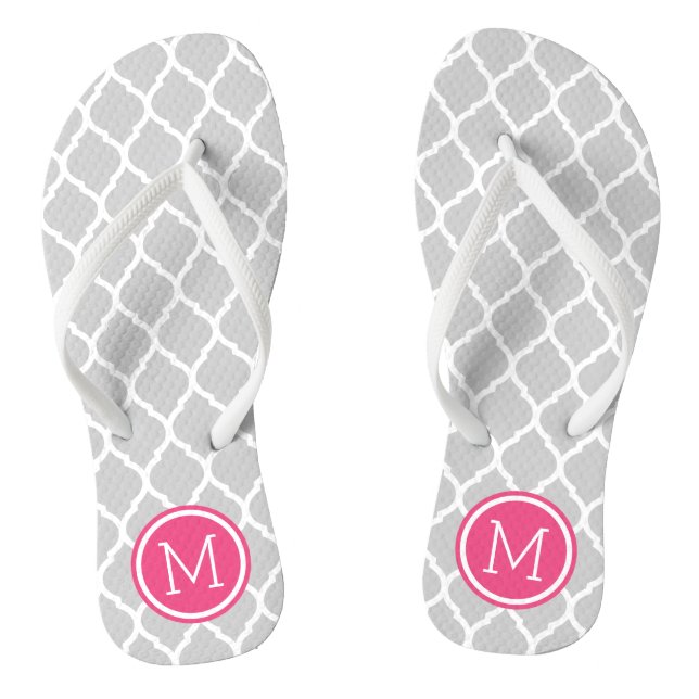 Monogramm aus grauem und rosa marokkanischem Quarz Flip Flops (Fußbett)