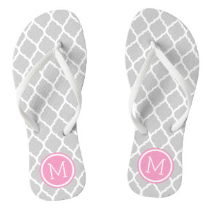 Monogramm aus grauem und rosa marokkanischem Quarz Flip Flops