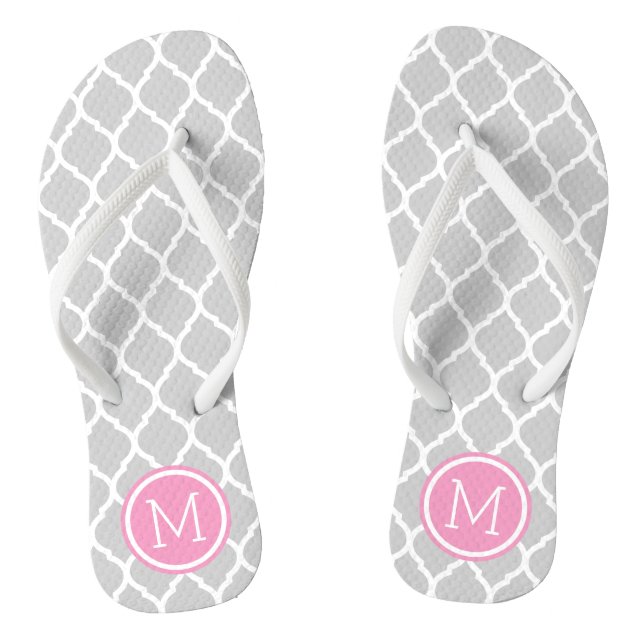 Monogramm aus grauem und rosa marokkanischem Quarz Flip Flops (Fußbett)