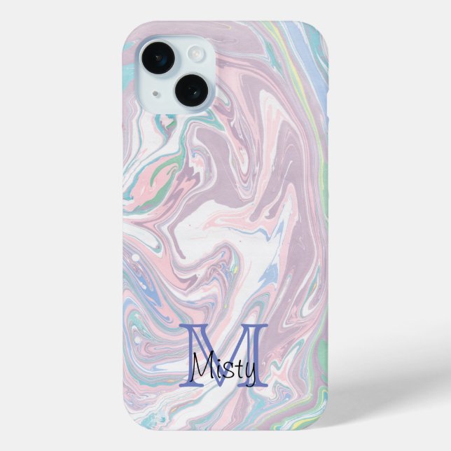 Monogramm aus lila Marmor Case-Mate iPhone Hülle (Rückseite)