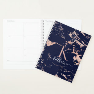 Monogramm aus Luxus Navy Blue Rose Planer