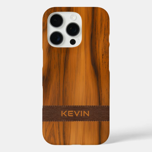 Monogramm aus Mahagoniholz und Leder Case-Mate iPhone Hülle (Rückseite)