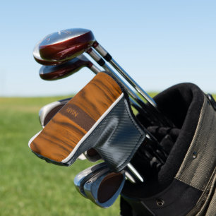 Monogramm aus Mahagoniholz und Leder Golf Headcover