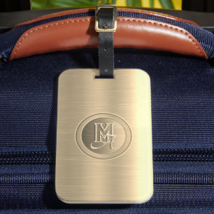 Monogramm aus metallischem Gold Gepäckanhänger