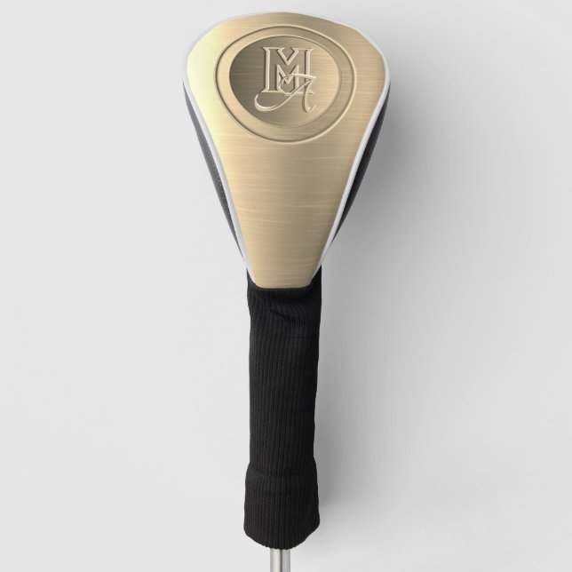 Monogramm aus metallischem Gold Golf Headcover (Vorderseite)