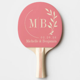 Monogramm aus Pfirsichblättern im Stil der Mitte d Tischtennis Schläger