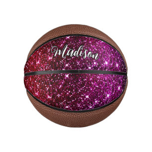 Monogramm aus pinkfarbenem Glitzer Mini Basketball