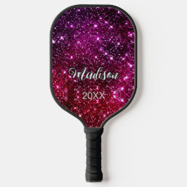 Monogramm aus pinkfarbenem Glitzer Pickleball Schläger